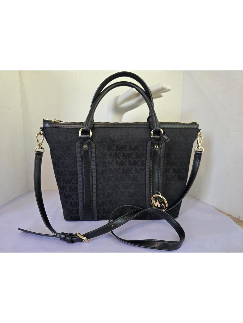 Michael Kors Griffin Medium Black on Black Satchel Crossbody & Top Handle EUC